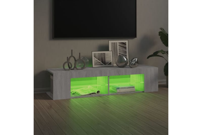 beBasic tv-bord med LED-lys 135x39x30 cm grå sonoma-eg - GrÃ¥ - TV-borde