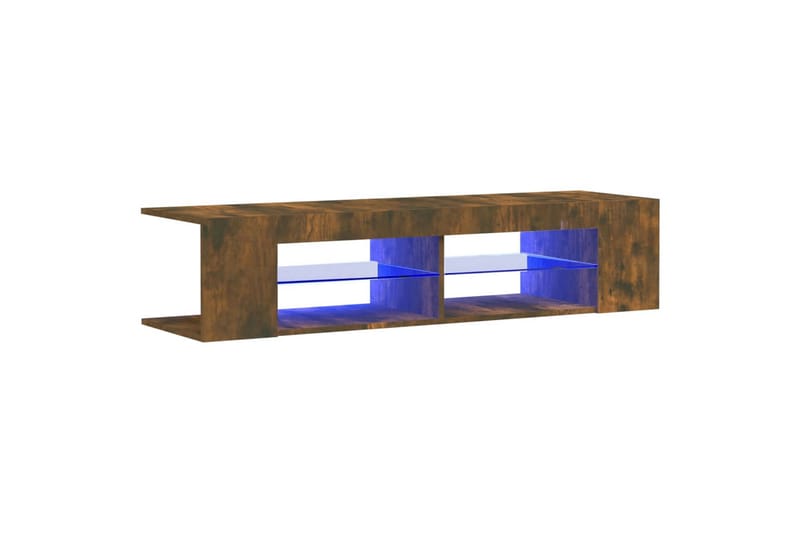 beBasic tv-bord med LED-lys 135x39x30 cm røget egetræsfarve - Brun - TV-borde