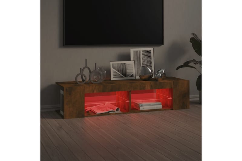 beBasic tv-bord med LED-lys 135x39x30 cm røget egetræsfarve - Brun - TV-borde