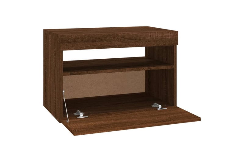 beBasic tv-bord med LED-lys 60x35x40 cm brun egetræsfarve - Brun - Møbler - TV borde & mediemøbler - TV-borde