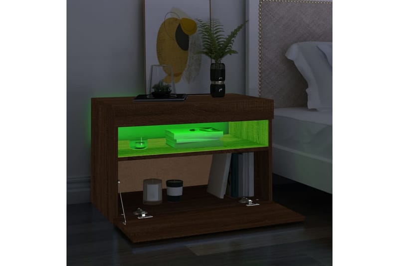 beBasic tv-bord med LED-lys 60x35x40 cm brun egetræsfarve - Brun - Møbler - TV borde & mediemøbler - TV-borde