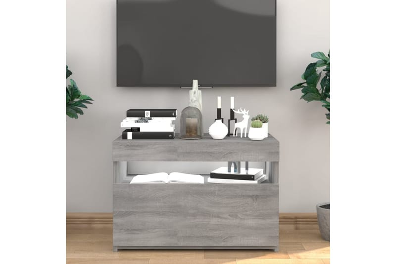 beBasic tv-bord med LED-lys 60x35x40 cm grå sonoma-eg - GrÃ¥ - TV-borde