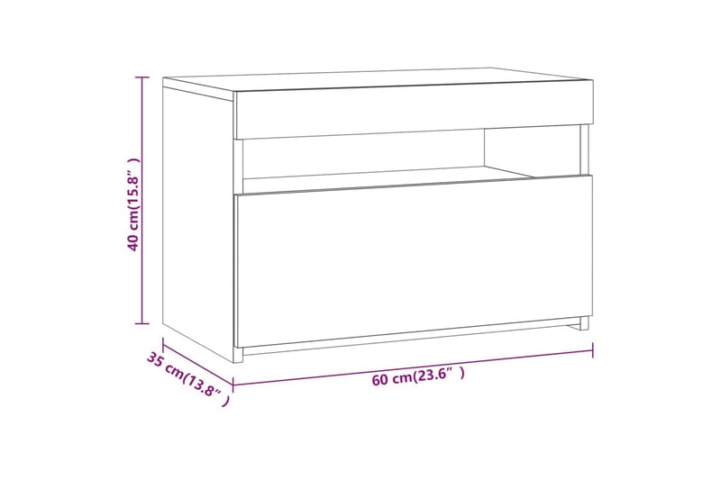 beBasic tv-bord med LED-lys 60x35x40 cm røget egetræsfarve - Brun - TV-borde