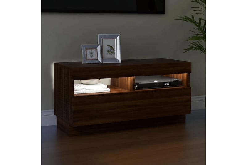 beBasic tv-bord med LED-lys 80x35x40 cm brun egetræsfarve - Brun - Møbler - TV borde & mediemøbler - TV-borde