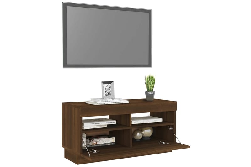 beBasic tv-bord med LED-lys 80x35x40 cm brun egetræsfarve - Brun - Møbler - TV borde & mediemøbler - TV-borde