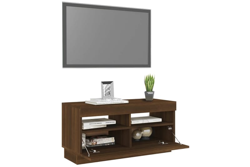 beBasic tv-bord med LED-lys 80x35x40 cm brun egetræsfarve - Brun - TV-borde