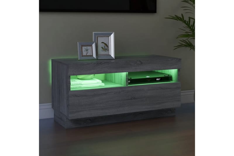 beBasic tv-bord med LED-lys 80x35x40 cm grå sonoma-eg - GrÃ¥ - Møbler - TV borde & mediemøbler - TV-borde