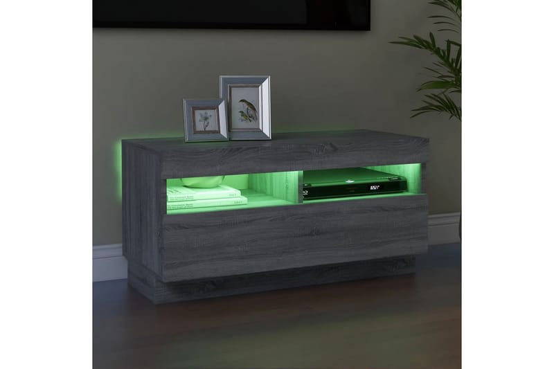 beBasic tv-bord med LED-lys 80x35x40 cm grå sonoma-eg - GrÃ¥ - TV-borde