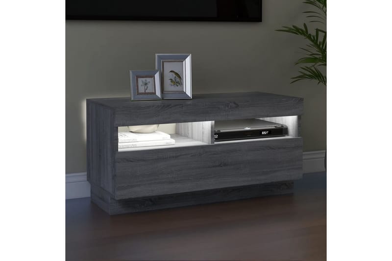 beBasic tv-bord med LED-lys 80x35x40 cm grå sonoma-eg - GrÃ¥ - TV-borde