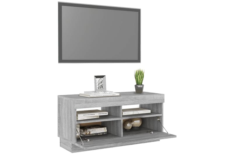 beBasic tv-bord med LED-lys 80x35x40 cm grå sonoma-eg - GrÃ¥ - Møbler - TV borde & mediemøbler - TV-borde
