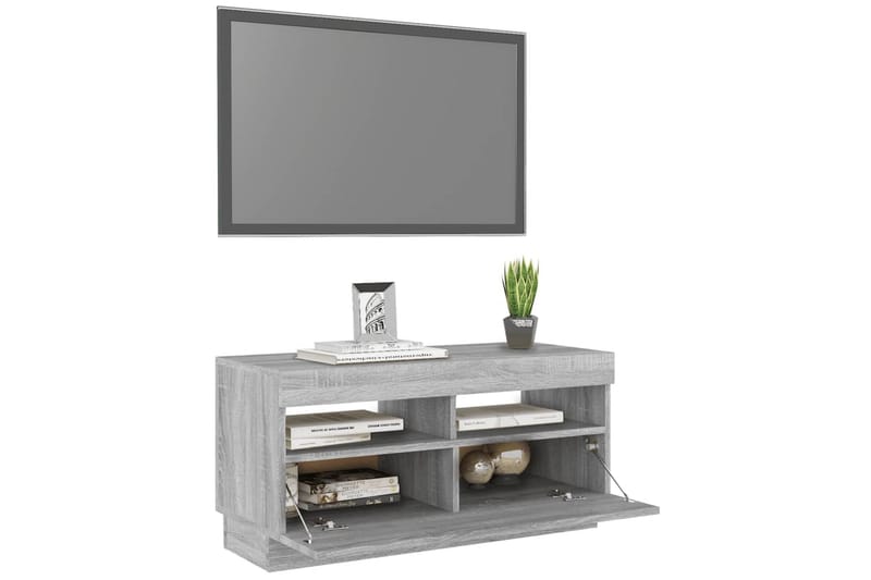 beBasic tv-bord med LED-lys 80x35x40 cm grå sonoma-eg - GrÃ¥ - TV-borde