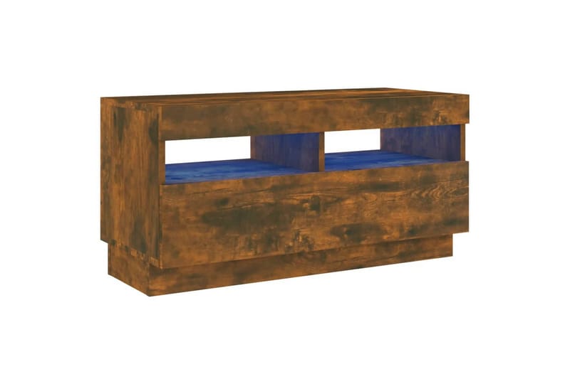 beBasic tv-bord med LED-lys 80x35x40 cm røget egetræsfarve - Brun - Møbler - TV borde & mediemøbler - TV-borde