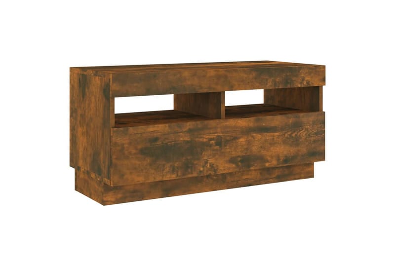 beBasic tv-bord med LED-lys 80x35x40 cm røget egetræsfarve - Brun - Møbler - TV borde & mediemøbler - TV-borde