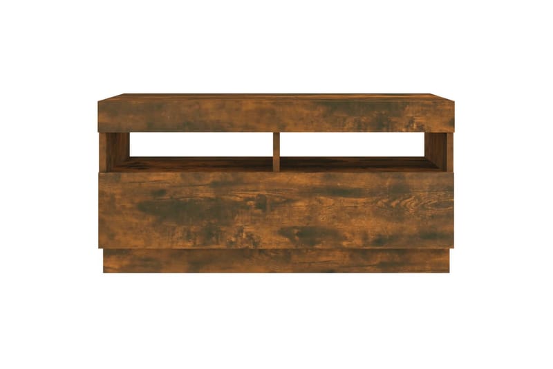 beBasic tv-bord med LED-lys 80x35x40 cm røget egetræsfarve - Brun - Møbler - TV borde & mediemøbler - TV-borde