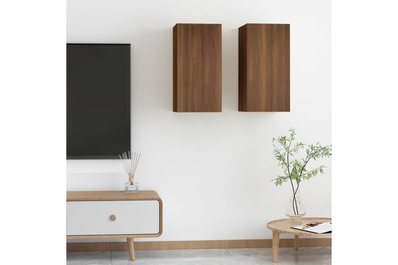 beBasic tv-borde 2 stk. 30,5x30x60 cm konstrueret træ brun egetræsfarve - Brun - Møbler - TV borde & mediemøbler - TV-borde