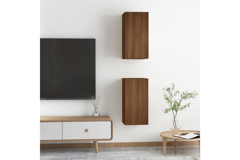 beBasic tv-borde 2 stk. 30,5x30x60 cm konstrueret træ brun egetræsfarve - Brun - TV-borde