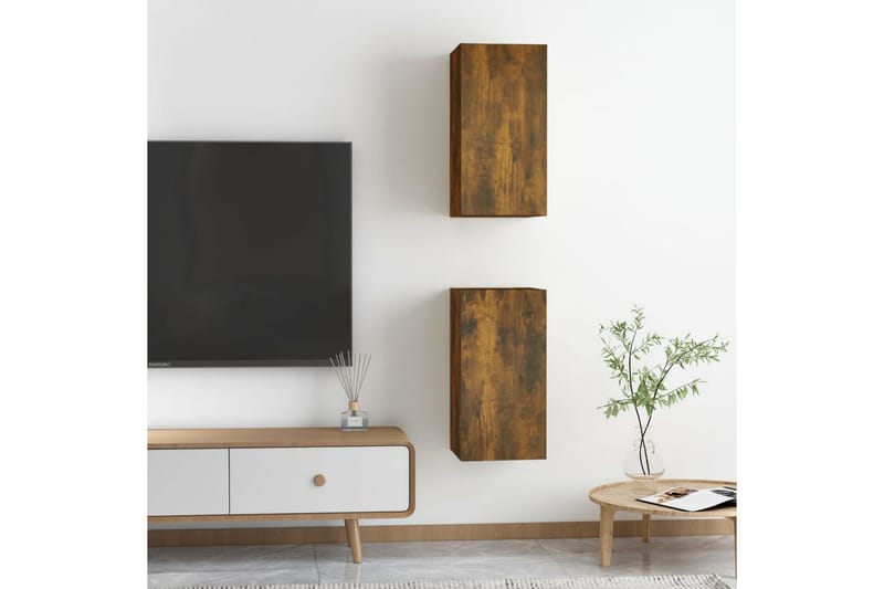 beBasic tv-borde 2 stk. 30,5x30x60 cm konstrueret træ røget egetræ - Brun - Møbler - TV borde & mediemøbler - TV-borde