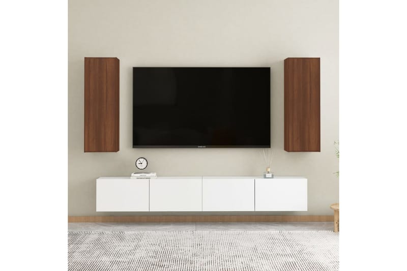 beBasic tv-borde 2 stk. 30,5x30x90 cm konstrueret træ brun egetræsfarve - Brun - Møbler - TV borde & mediemøbler - TV-borde