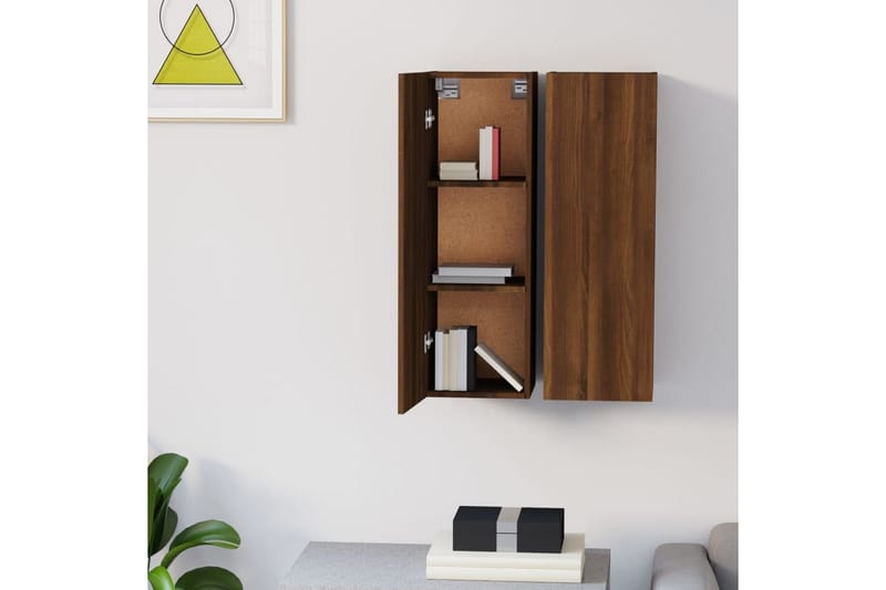 beBasic tv-borde 2 stk. 30,5x30x90 cm konstrueret træ brun egetræsfarve - Brun - Møbler - TV borde & mediemøbler - TV-borde