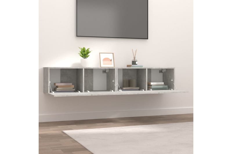 beBasic tv-borde 2 stk. 80x30x30 cm konstrueret træ betongrå - GrÃ¥ - Møbler - TV borde & mediemøbler - TV-borde