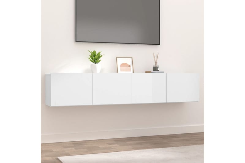 beBasic tv-borde 2 stk. 80x30x30 cm konstrueret træ hvid højglans - Hvid - TV-borde