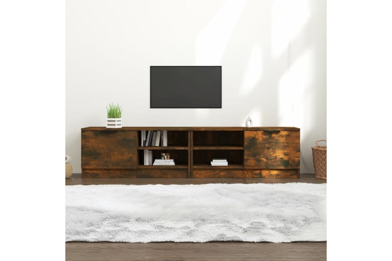 beBasic tv-borde 2 stk. 80x35x36,5 cm konstrueret træ røget egetræ - Brun - Møbler - TV borde & mediemøbler - TV-borde