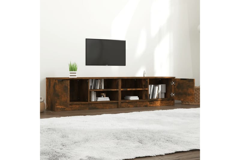 beBasic tv-borde 2 stk. 80x35x36,5 cm konstrueret træ røget egetræ - Brun - Møbler - TV borde & mediemøbler - TV-borde