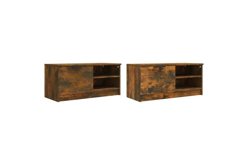 beBasic tv-borde 2 stk. 80x35x36,5 cm konstrueret træ røget egetræ - Brun - Møbler - TV borde & mediemøbler - TV-borde