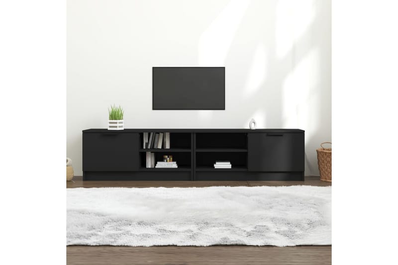 beBasic tv-borde 2 stk. 80x35x36,5 cm konstrueret træ sort - Sort - Møbler - TV borde & mediemøbler - TV-borde