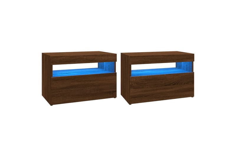 beBasic tv-borde 2 stk. med LED-lys 60x35x40 cm brun egetræsfarve - Brun - Møbler - TV borde & mediemøbler - TV-borde