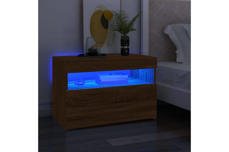 beBasic tv-borde 2 stk. med LED-lys 60x35x40 cm brun egetræsfarve - Brun - Møbler - TV borde & mediemøbler - TV-borde