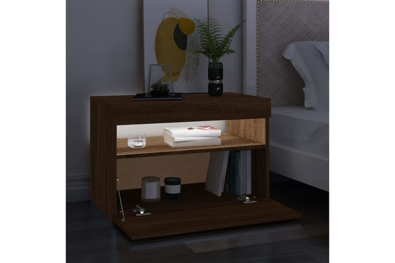 beBasic tv-borde 2 stk. med LED-lys 60x35x40 cm brun egetræsfarve - Brun - Møbler - TV borde & mediemøbler - TV-borde