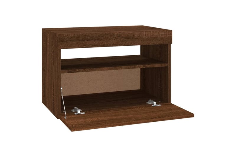 beBasic tv-borde 2 stk. med LED-lys 60x35x40 cm brun egetræsfarve - Brun - Møbler - TV borde & mediemøbler - TV-borde
