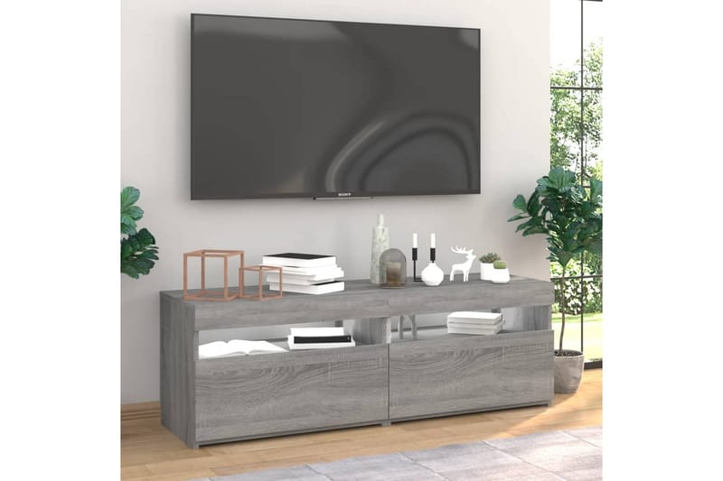 beBasic tv-borde 2 stk. med LED-lys 60x35x40 cm grå sonoma-eg - GrÃ¥ - Møbler - TV borde & mediemøbler - TV-borde