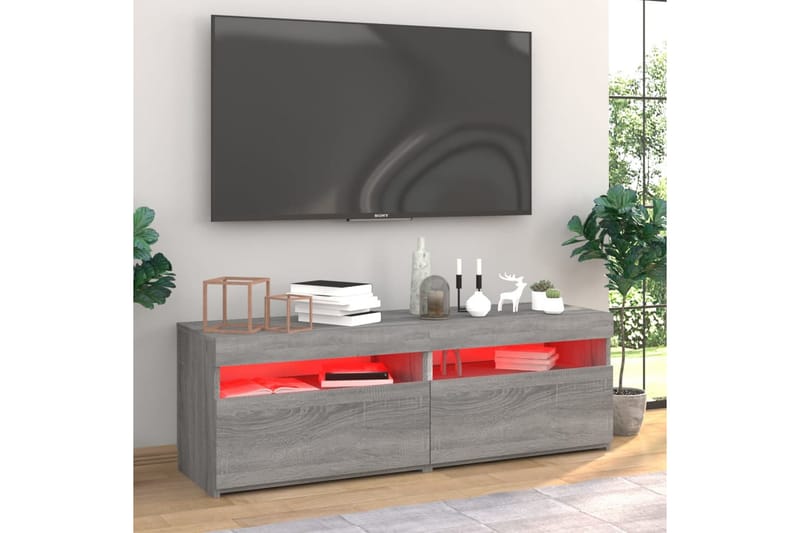 beBasic tv-borde 2 stk. med LED-lys 60x35x40 cm grå sonoma-eg - GrÃ¥ - Møbler - TV borde & mediemøbler - TV-borde