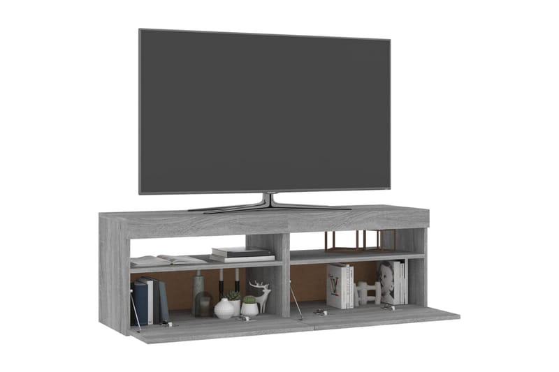 beBasic tv-borde 2 stk. med LED-lys 60x35x40 cm grå sonoma-eg - GrÃ¥ - TV-borde