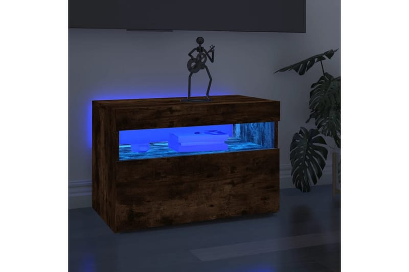 beBasic tv-borde 2 stk. med LED-lys 60x35x40 cm røget egetræsfarve - Brun - Møbler - TV borde & mediemøbler - TV-borde