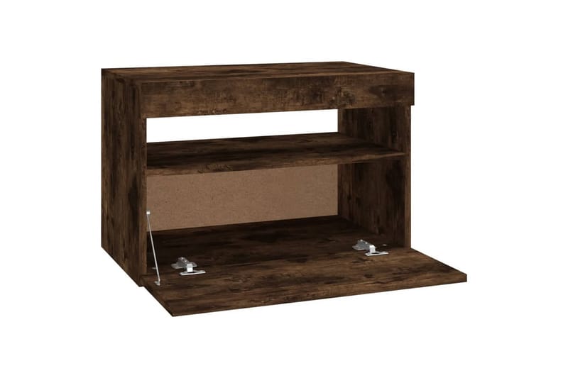 beBasic tv-borde 2 stk. med LED-lys 60x35x40 cm røget egetræsfarve - Brun - Møbler - TV borde & mediemøbler - TV-borde