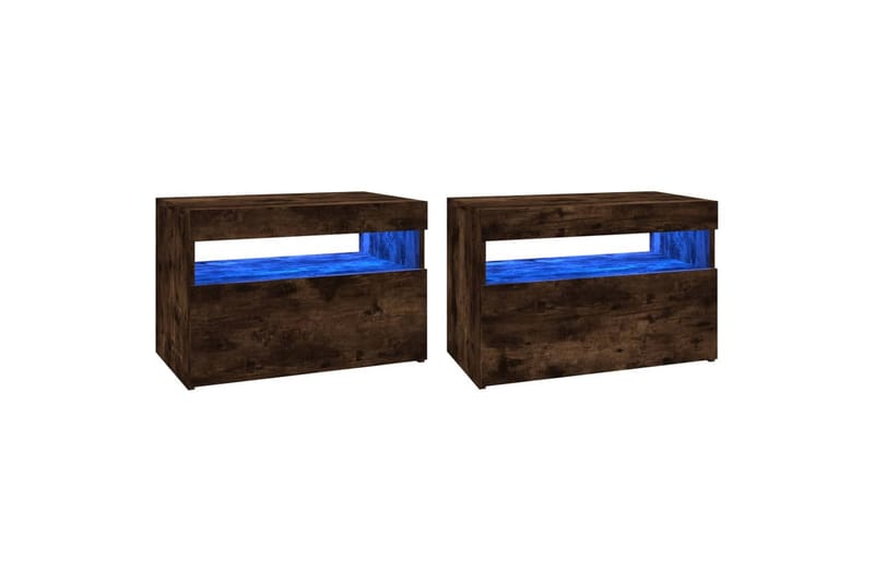 beBasic tv-borde 2 stk. med LED-lys 60x35x40 cm røget egetræsfarve - Brun - Møbler - TV borde & mediemøbler - TV-borde