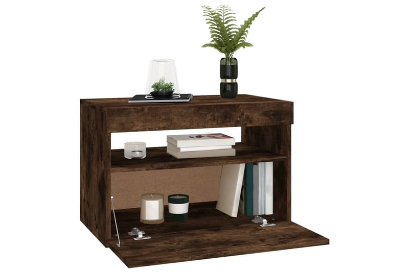 beBasic tv-borde 2 stk. med LED-lys 60x35x40 cm røget egetræsfarve - Brun - Møbler - TV borde & mediemøbler - TV-borde