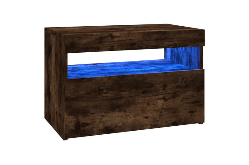 beBasic tv-borde 2 stk. med LED-lys 60x35x40 cm røget egetræsfarve - Brun - Møbler - TV borde & mediemøbler - TV-borde