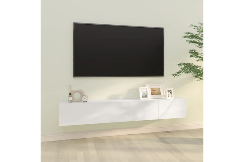 beBasic tv-skabe 2 stk. 100x30x30 cm konstrueret træ hvid højglans - Hvid - TV-borde