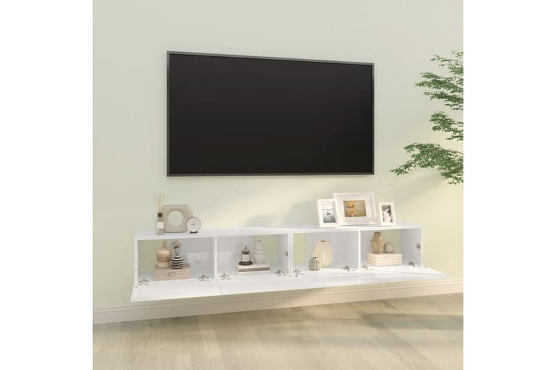 beBasic tv-skabe 2 stk. 100x30x30 cm konstrueret træ hvid højglans - Hvid - TV-borde