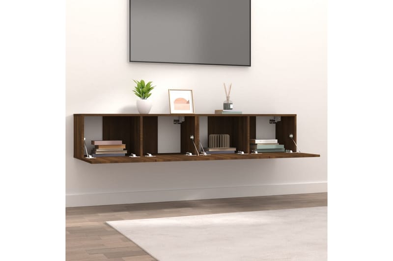 beBasic tv-skabe 2 stk. 80x30x30 cm konstrueret træ brun egetræsfarve - Brun - TV-borde