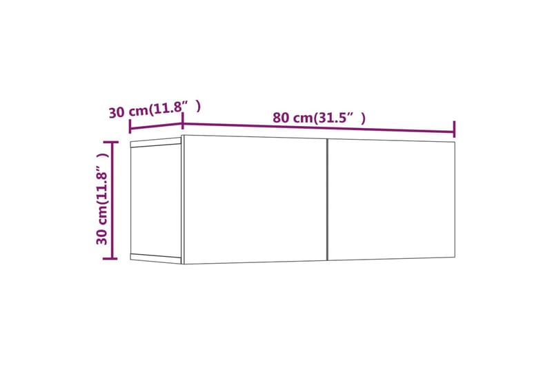 beBasic tv-skabe 2 stk. 80x30x30 cm konstrueret træ grå sonoma-eg - GrÃ¥ - TV-borde