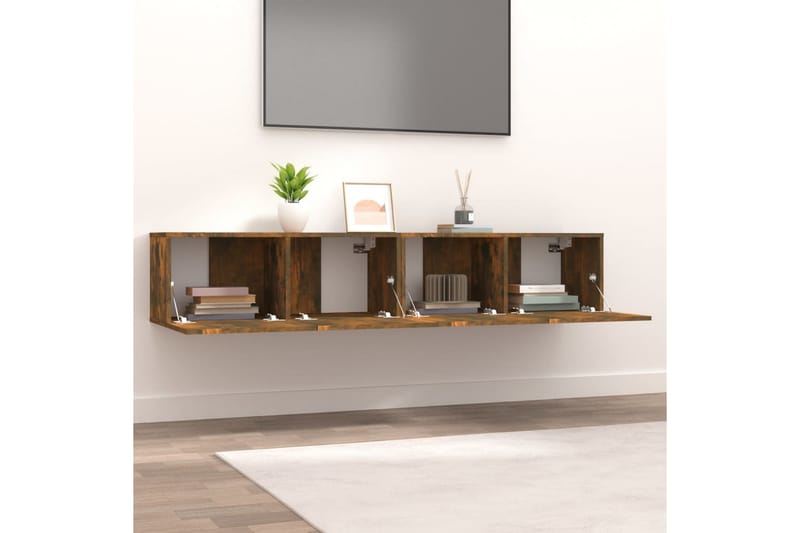 beBasic tv-skabe 2 stk. 80x30x30 cm konstrueret træ røget egetræ - Brun - Møbler - TV borde & mediemøbler - TV-borde