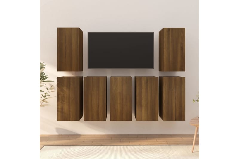 beBasic tv-skabe 7 stk. 30,5x30x60 cm konstrueret træ brun egetræsfarve - Brun - TV-borde