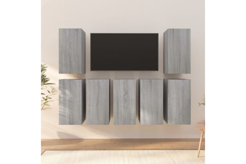 beBasic tv-skabe 7 stk. 30,5x30x60 cm konstrueret træ grå sonoma-eg - GrÃ¥ - TV-borde