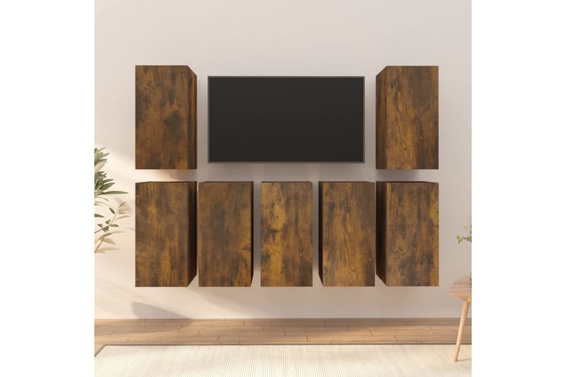 beBasic tv-skabe 7 stk. 30,5x30x60cm konstrueret træ røget egetræsfarve - Brun - TV-borde