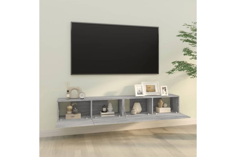 beBasic tv-skabe til væg 2 stk. 100x30x30 cm konstrueret træ grå sonoma - GrÃ¥ - TV-borde